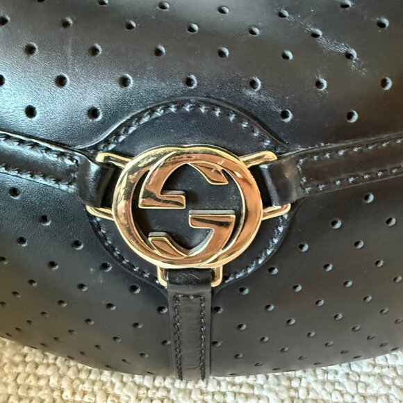 Gucci Black Perforated Leather Reins Hobo Bag (Tom Ford Era) - Picture 12 of 16